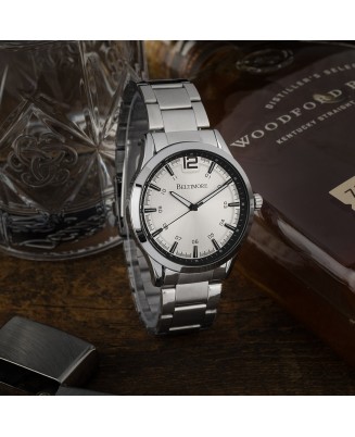 Zegarek męski bransoleta duży solidny srebrny klasyczny premium Beltimore BT02
