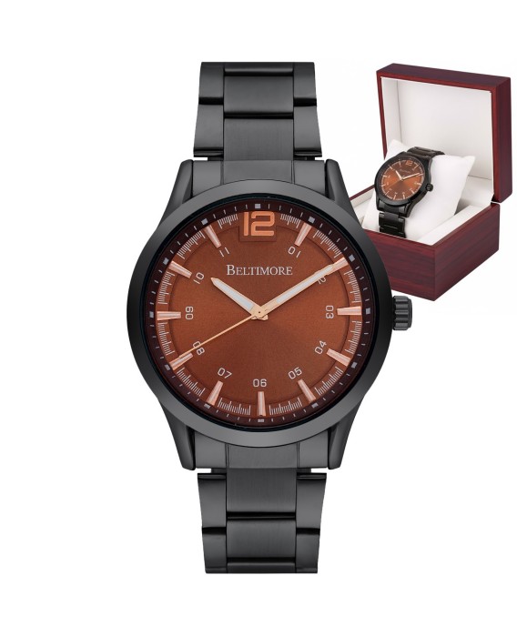 Zegarek męski bransoleta duży solidny czarny klasyczny premium Beltimore BT02