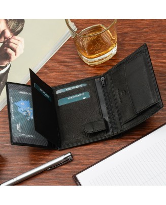 Męski portfel skórzany klasyczny RFiD czarny Beltimore K44