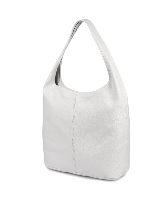 Torebka skórzana damska shopper pojemna A4 skóra naturalna włoska Beltimore biała U36