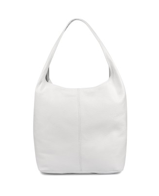 Torebka skórzana damska shopper pojemna A4 skóra naturalna włoska Beltimore biała U36