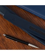 Pasek męski skórzany 3,5 cm klamra automatyczna Beltimore granatowy 52-598