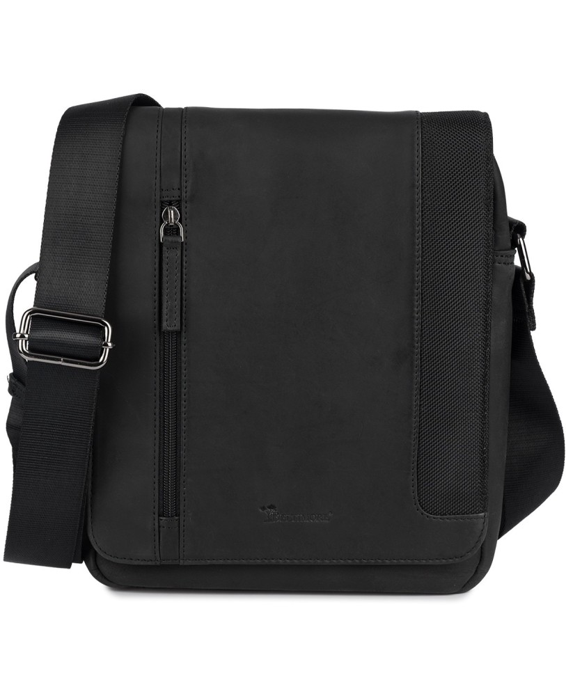 Torba męska skórzana na ramię zgrabna elegancka Beltimore czarna N36