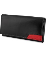 Damski skórzany portfel duży poziomy retro RFiD czarny BELTIMORE 040