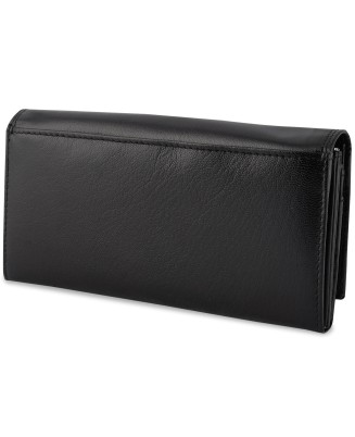 Damski skórzany portfel duży poziomy retro RFiD czarny BELTIMORE 040