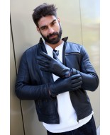 Rękawiczki skórzane męskie polar miś touch finger DOTYK ekran czarne BELTIMORE K32