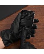 Rękawiczki skórzane męskie polar miś touch finger DOTYK ekran czarne BELTIMORE K32