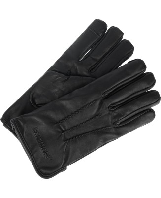 Rękawiczki skórzane męskie polar miś touch finger DOTYK ekran czarne BELTIMORE K32