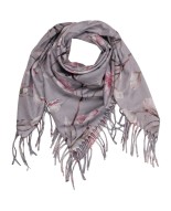 Szalik damski stylowy ciepły z delikatnym kwiatowym wzorem szary RCC-28-1
