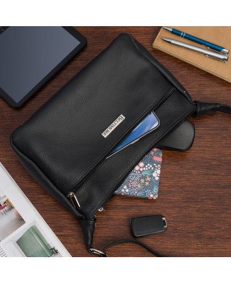 Skórzana Damska Torba listonoszka elegancka czarna Beltimore L40