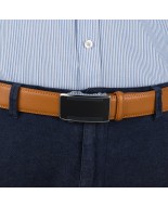 Pasek męski skórzany 3,5 cm klamra automatyczna Beltimore camel 50-596