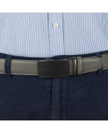Pasek męski skórzany 3,5 cm klamra automatyczna Beltimore szary 50-585