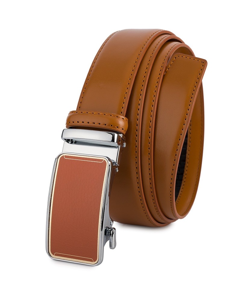 Pasek męski skórzany 3,5 cm klamra automatyczna Beltimore camelowy 52-598