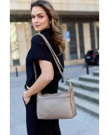 Skórzana Damska Torba listonoszka elegancka beżowa Beltimore L40