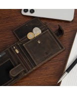 Portfel skórzany męski vintage poziomy klasyczny brązowy RFiD Beltimore S50