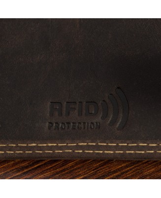 Portfel skórzany męski vintage poziomy klasyczny brązowy RFiD Beltimore S50
