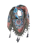 Szara chusta w kwiaty i paisley – stylowy dodatek do każdej stylizacji DB-9B