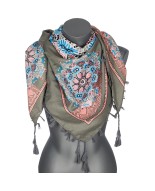 Szara chusta w kwiaty i paisley – stylowy dodatek do każdej stylizacji DB-9B