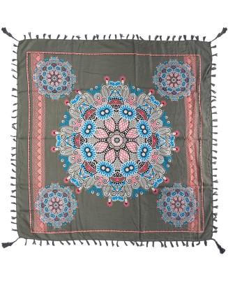 Szara chusta w kwiaty i paisley – stylowy dodatek do każdej stylizacji DB-9B