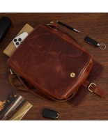 Torba męska skórzana na ramię zgrabna elegancka A4 Beltimore brązowa N23