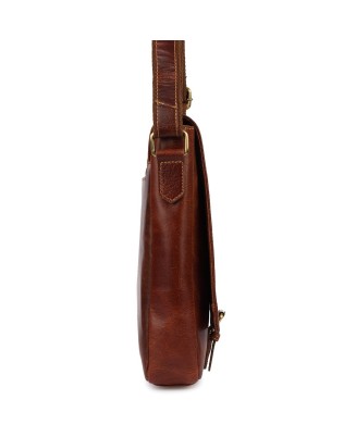 Torba męska skórzana na ramię zgrabna elegancka A4 Beltimore brązowa N23