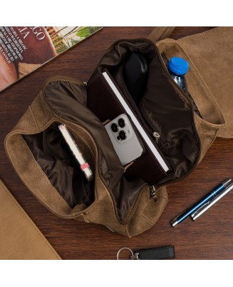 Plecak skórzany damski z klapą solidny Beltimore taupe S41