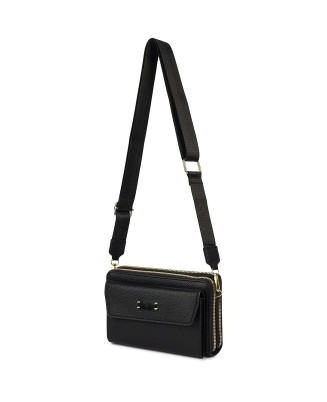 Czarna Torebka Mini damska crossbody na telefon i karty POR-T-54