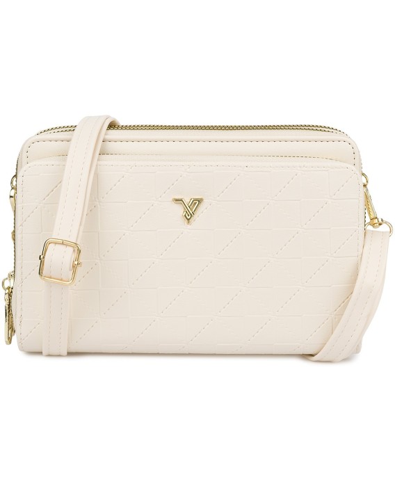 Ecru Torebka crossbody damska mini na telefon i dokumenty POR-T-51