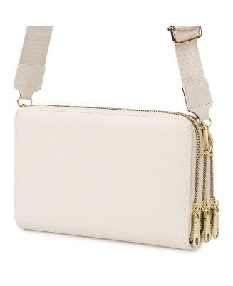 Ecru Torebka crossbody damska mini na telefon i dokumenty POR-T-51