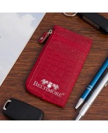 Etui na dokumenty karty czerwone skórzane skóra croco slim Beltimore J06