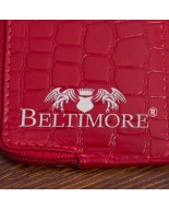 Etui na dokumenty karty czerwone skórzane skóra croco slim Beltimore J06