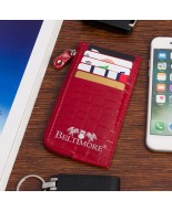 Etui na dokumenty karty czerwone skórzane skóra croco slim Beltimore J06