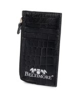 Etui na dokumenty karty czarne skórzane skóra croco slim Beltimore J06