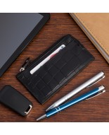 Etui na dokumenty karty czarne skórzane skóra croco slim Beltimore J06