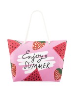 Torba Plażowa materiałowa owocowa I love Summer różowa duża A4 marynarska ZX-14361