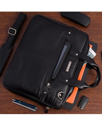 Torba skórzana elegancka croco laptop 15
