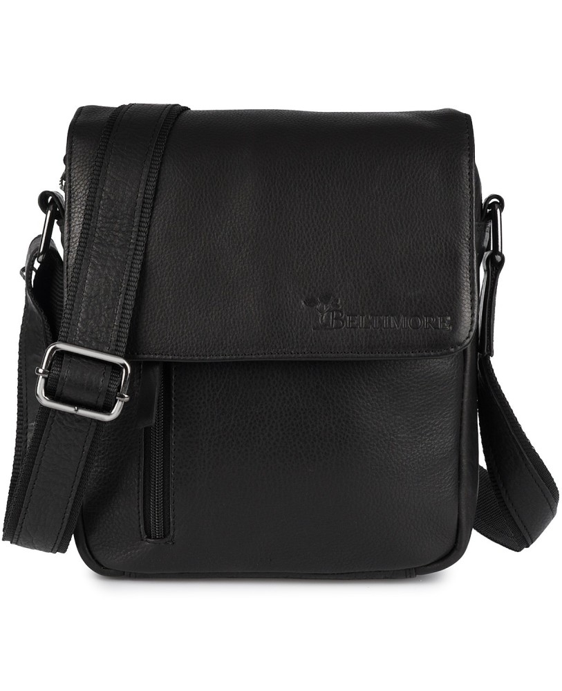 Torba Męska Listonoszka Skórzana na Ramię Elegancka Beltimore czarna N38