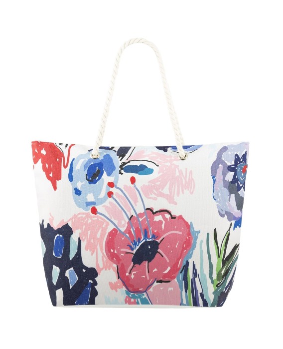 Torba Plażowa materiałowa kwiatowa duża A4 marynarska ZX-14169