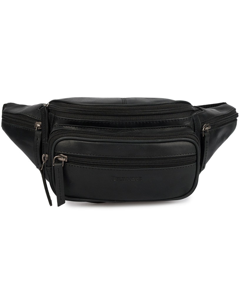 Saszetka biodrówka skórzana do pracy nerka czarna premium Beltimore S06
