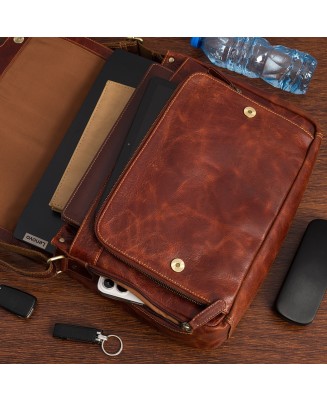 Torba męska na ramię skórzana Duża A4 do pracy vintage Beltimore brązowa  N40