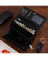 kopia Portfel skórzany damski poziomy RFiD skóra na karty klasyk Beltimore croco czarny A03