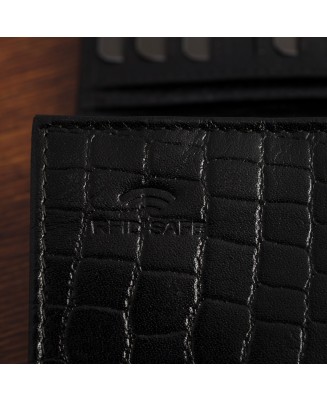 kopia Portfel skórzany damski poziomy RFiD skóra na karty klasyk Beltimore croco czarny A03