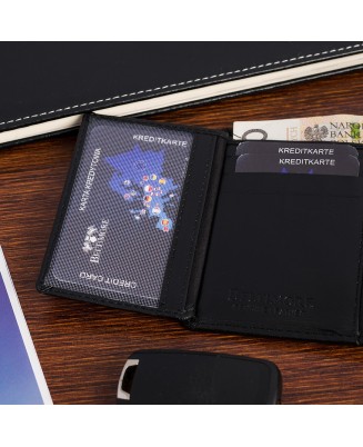 Portfel skórzany damski duży pionowy RFiD skóra klasyk Beltimore czarny A09