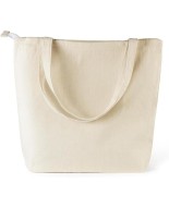 Torba na suwak NATURALNY KOLOR duża szeroka bawełniana mocna gruba 220 GSM z suwakiem i kieszonką  TOTE BAG 45 x 40 cm NAT_ZIP_1
