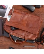 Skórzana torba na laptop duża męska pojemna premium Beltimore brązowa J13