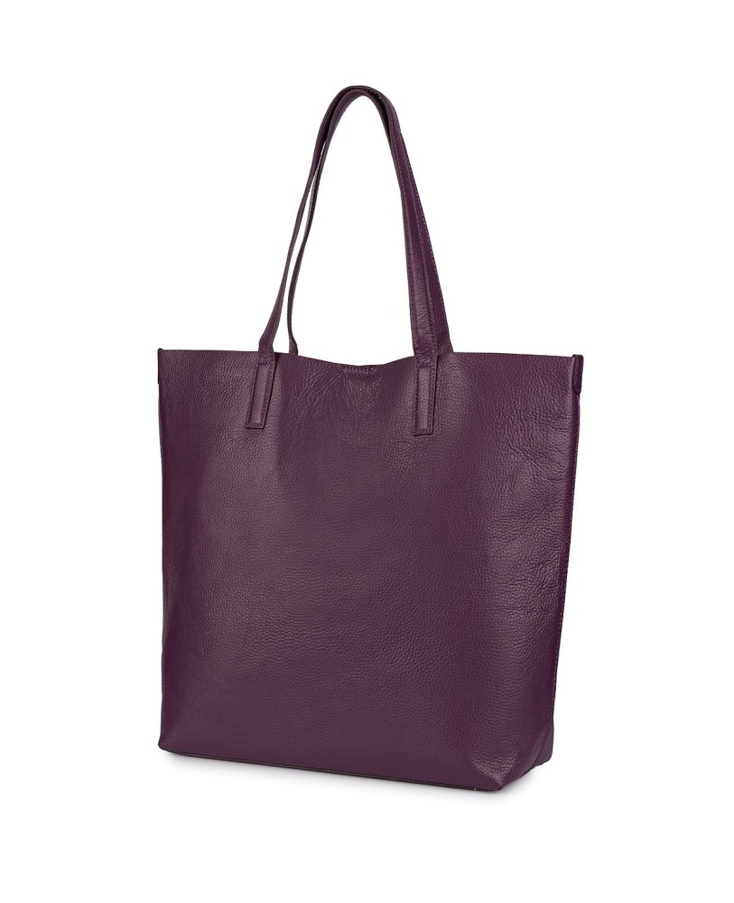 Torebka Damska Shopper Skóra Naturalna Miękka Beltimore fiolet N33