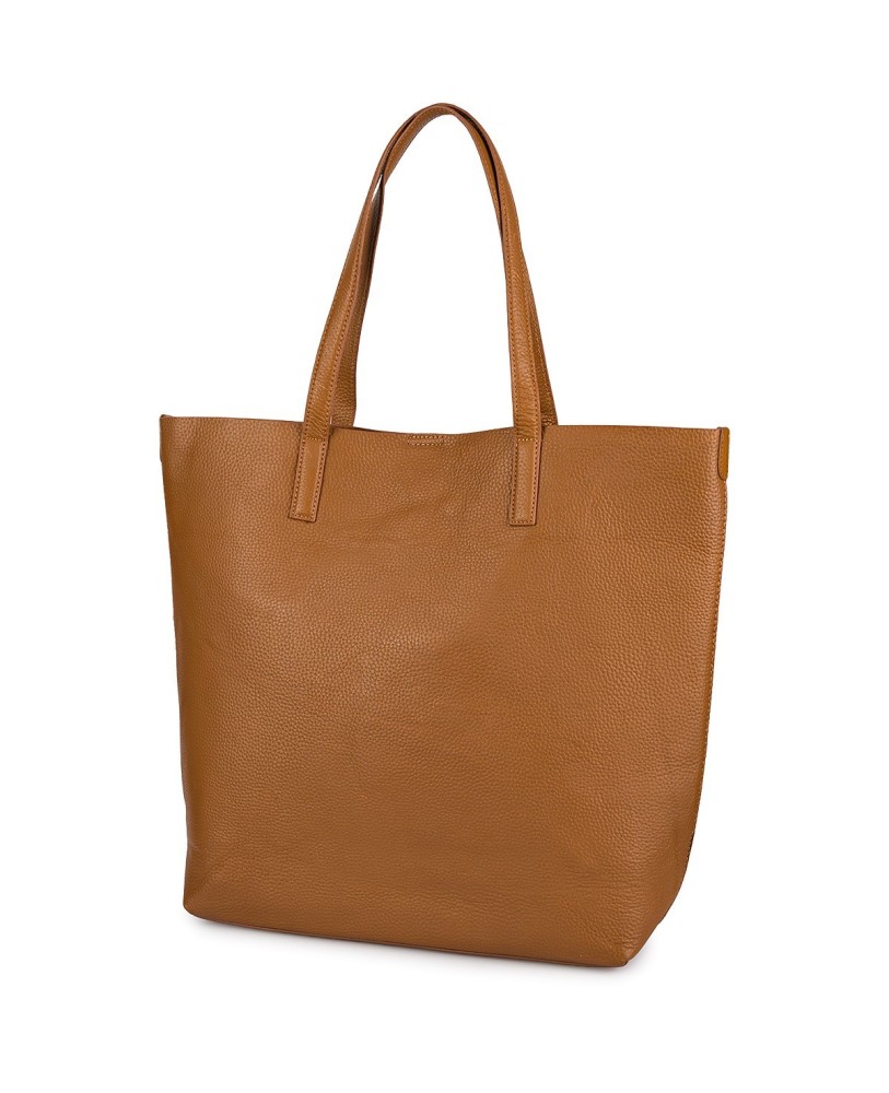 Torebka Damska Shopper Skóra Naturalna Miękka Beltimore brązowa N33