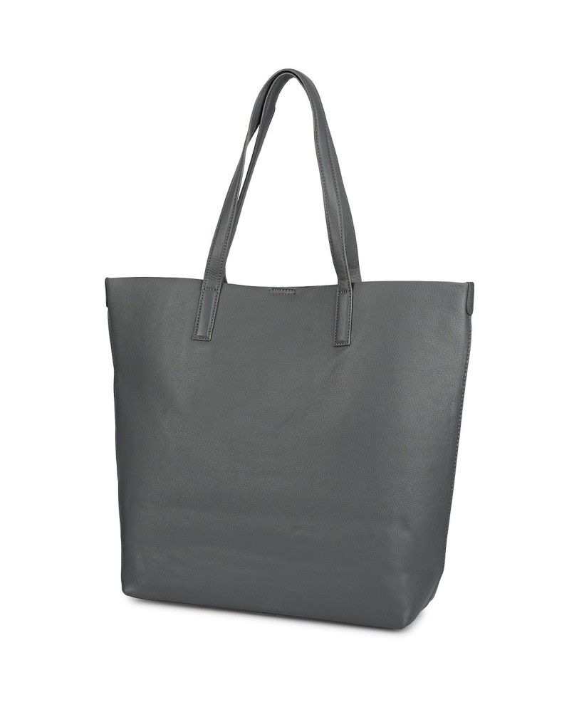 Torebka Damska Shopper Skóra Naturalna Miękka Beltimore szara N33