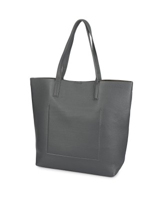 Torebka Damska Shopper Skóra Naturalna Miękka Beltimore szara N33