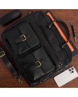 Torba męska skórzana na ramię laptopa duża  biznesowa Beltimore czarna N02